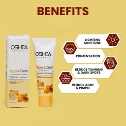 Oshea Herbals Papayaclean Multipurpose Gel Cream 18gm | Enriched with Papaya Extract & Vitamin E | Anti Blemishes & Pigmentation |Reduce Acen & Primple | Reduce Taining & Dark Spots