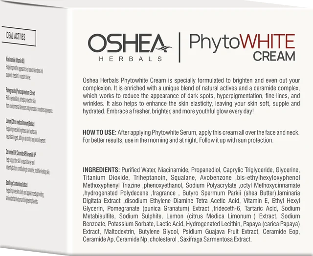 Oshea Herbals PhytoWHITE Brightening & Lightening Cream with SPF 25 PA+ 50g | Whitening Boost | UV Protection | Evens Skin Tone & Radiant Glow | Herbal Daily Moisturizer