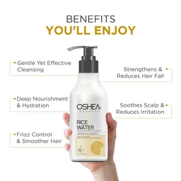 Oshea Herbals Rice Water Nourishing Shampoo 300 ml Enriched with Niacinamide, Oatmeal & Rice Water for Stronger, Smoother Hair | Deep Hydration & Repair| Controls Hair Breakage