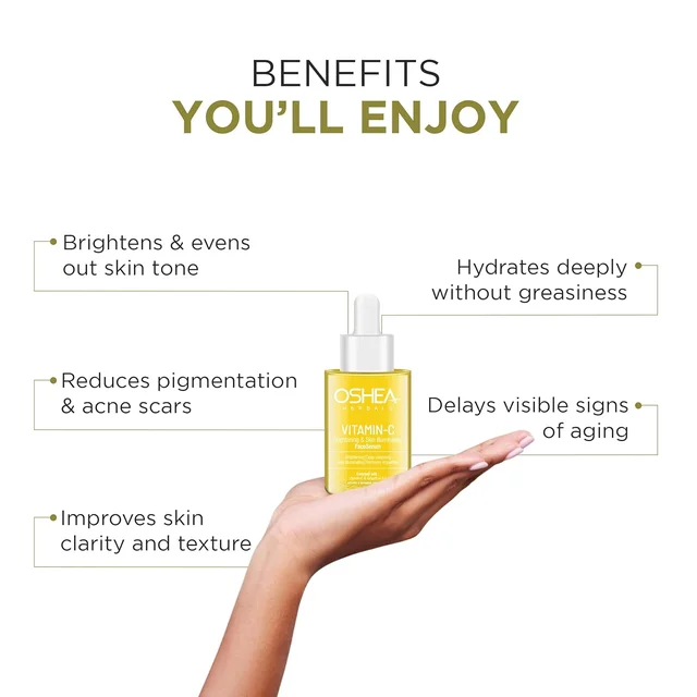 Oshea Herbals Skin Illuminating Face Serum 30ml for Unisex| Reduces Pigmentation, Wrinkles & Dullness | Hydrates & Evens Tone | Enriched with Vitamin C & Grapefruit Extract