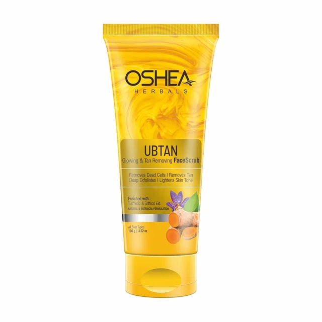 Oshea Herbals Ubtan Glowing & Tan Removing Face Scrub 100g | With Turmeric Extract & Herbal Formula | Exfoliates Dead Skin, Removes Tan, Repairs Sun Damage & Brightens Skin