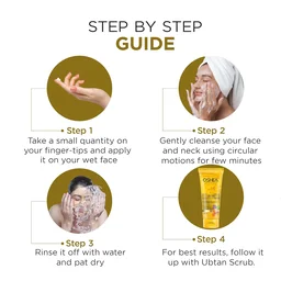 Oshea Herbals Ubtan Glowing & Tan Removing Face Wash 100g with Turmeric Extract & Herbal Formula | Deep Cleansing, Repairs Sun Damage, Exfoliates & Brightens Skin