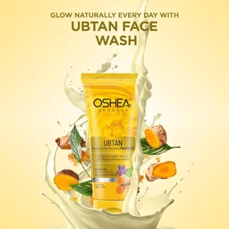 Oshea Herbals Ubtan Glowing & Tan Removing Face Wash 100g with Turmeric Extract & Herbal Formula | Deep Cleansing, Repairs Sun Damage, Exfoliates & Brightens Skin