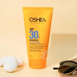 Oshea Herbals UVShield Sun Block Cream SPF 30, 60g | Broad-Spectrum UVA & UVB Protection | Non-Greasy, Water-Resistant Formula | Hydrating & Tan Prevention