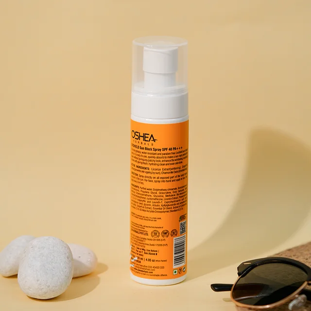 Oshea Herbals UVShield Sun Block Spray SPF 40, 120ml with PA+++ | Broad-Spectrum UVA & UVB Protection | Lightweight, Non-Greasy, Water-Resistant Formula | Easy Spray Application