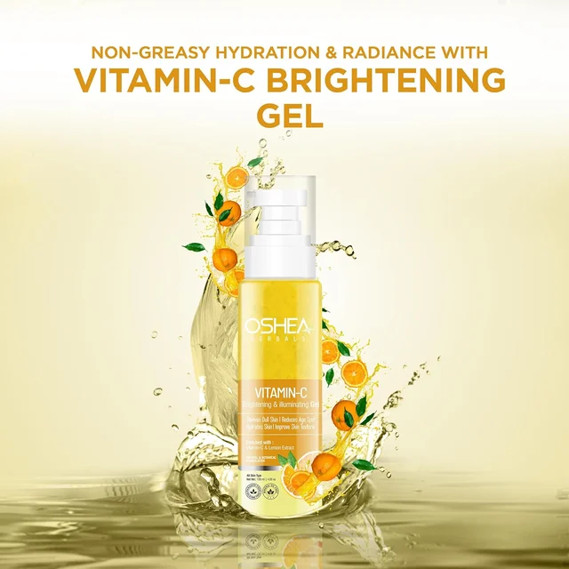 Oshea Herbals Vitamin C Brightening Face Gel 120ml for All Skin Types | Deeply Hydrates, Reduces Age Spots & Dullness | Improves Skin Texture | Enriched with Vitamin C & Lemon Extract