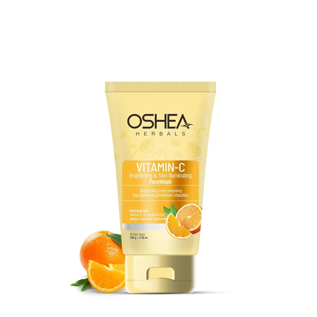 Oshea Herbals Vitamin C Brightening & Skin Illuminating Facewash 150g | With Grapefruit, Lemon & Mulberry Extracts | Deep Cleansing, Glow & Oil Control for All Skin Types