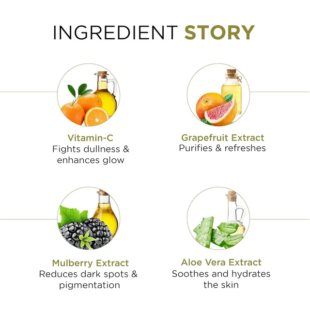 Oshea Herbals Vitamin C Brightening & Skin Illuminating Facewash 150g | With Grapefruit, Lemon & Mulberry Extracts | Deep Cleansing, Glow & Oil Control for All Skin Types