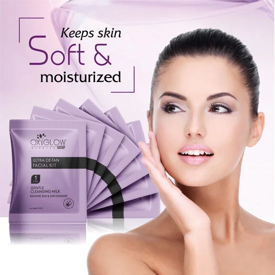 OxyGlow Herbals Pro Facial Kit 81g | Ultra De-Tan 7 Step Facial Kit with Power Mask, Brightening & Glow Treatment | Suitable for All Skin Types