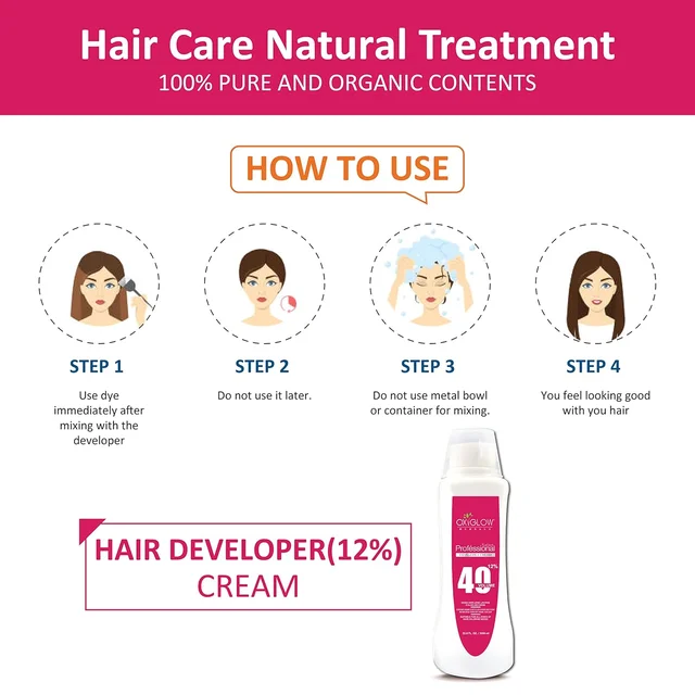 OxyGlow Herbals Professional Hair Developer 12% 1000ml | 40 Volume Cream Developer for Hair Coloring, Long-Lasting Color, Shine & Salon Results