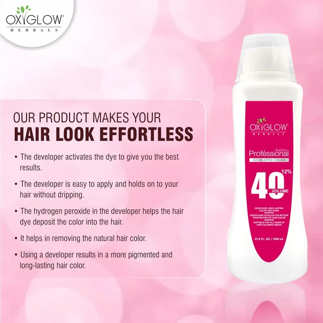 OxyGlow Herbals Professional Hair Developer 12% 1000ml | 40 Volume Cream Developer for Hair Coloring, Long-Lasting Color, Shine & Salon Results