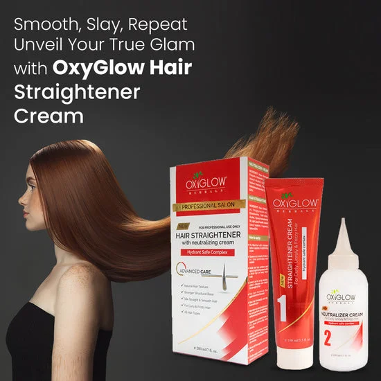 OxyGlow Oxyglow Professional Salon Hair Straightener with Neutralising Cream 200ml | Permanently Straightens Curly & Resistant Hair, Smooth, Shiny & Manageable Results