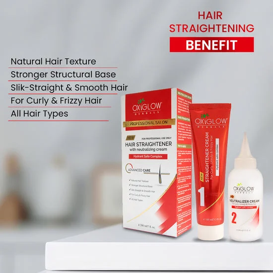 OxyGlow Oxyglow Professional Salon Hair Straightener with Neutralising Cream 200ml | Permanently Straightens Curly & Resistant Hair, Smooth, Shiny & Manageable Results