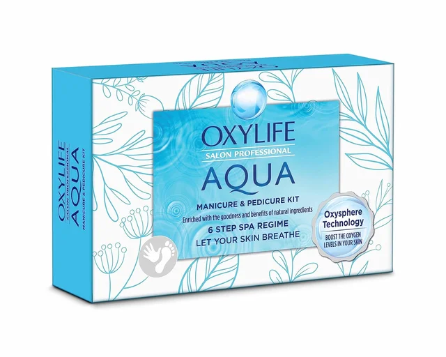 Oxylife Salon Professional Aqua Manicure & Pedicure Kit 70g | With Oxysphere Technology | Natural Ingredients | Sulphate & Paraben Free | Complete Skin & Nail Care