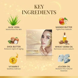 Ozone Illuminous Gold Facial Kit - 60g | 6-Step Organic Facial for Radiant, Luminous Skin | Reduce Dullness | Skin Brightening | For Natural Golden Glow | For All Skin Types