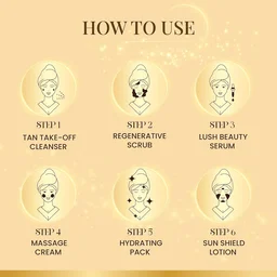 Ozone Illuminous Gold Facial Kit - 60g | 6-Step Organic Facial for Radiant, Luminous Skin | Reduce Dullness | Skin Brightening | For Natural Golden Glow | For All Skin Types