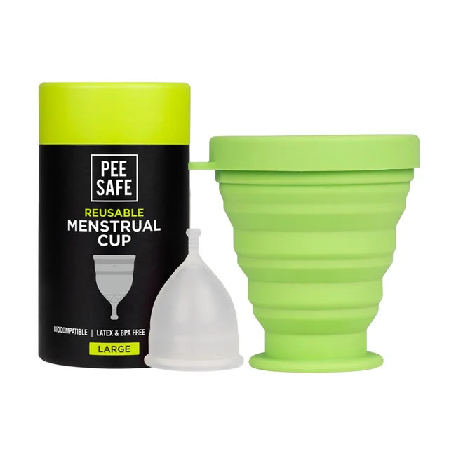 Pee Safe Reusable Menstrual Cup (Large Size) with Pouch | 100% Medical Grade Silicone | Microwavable Friendly Sterlizer| | Leak-Proof Protection & Comfortable Fit