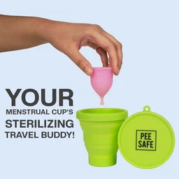 Pee Safe Reusable Menstrual Cup (Large Size) with Pouch | 100% Medical Grade Silicone | Microwavable Friendly Sterlizer| | Leak-Proof Protection & Comfortable Fit