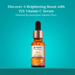 Pilgrim 15% Vitamin C Face Serum - 20ml | With Ferulic Acid & Kakadu Plum | For Advanced Brightness | Reduces Dark Spots & Evens Skin Tone | Glowing & Bright Skin | Fragrance Free | For All Skin Types