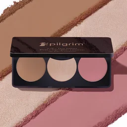 Pilgrim 3-in-1 Face Palette 12g Sultry Romance -02 | Blush, Highlighter & Contour Makeup Kit | Highly Pigmented, Long-Lasting | Perfect for All Skin Tones |