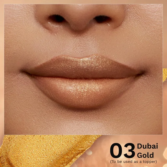 Pilgrim Glitter Lipstick Dubai luxury lifestyle 03 Dubai Gold 4.2g | Glitter-Infused Matte Finish | Enriched with Vitamin E & Olive Oil | Non-Drying & Long-Lasting | Suitable for All Skin Types