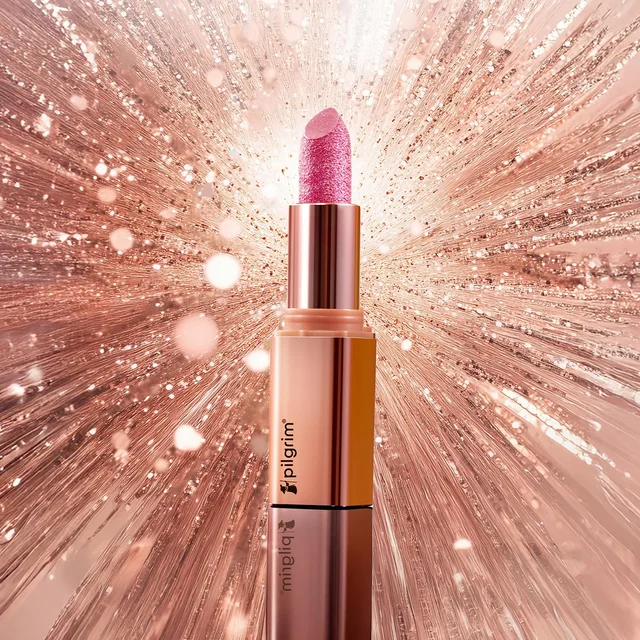 Pilgrim Glitter Lipstick Dubai luxury lifestyle 03 Dubai Gold 4.2g | Glitter-Infused Matte Finish | Enriched with Vitamin E & Olive Oil | Non-Drying & Long-Lasting | Suitable for All Skin Types