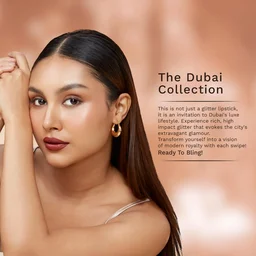 Pilgrim Glitter Lipstick Dubai luxury lifestyle 03 Dubai Gold 4.2g | Glitter-Infused Matte Finish | Enriched with Vitamin E & Olive Oil | Non-Drying & Long-Lasting | Suitable for All Skin Types