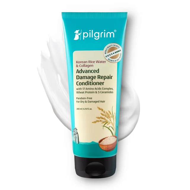 Pilgrim Korean Advanced Damage Repair Conditioner 200?ml with Rice Water & Collagen for Unisex use | 17 Amino Acids, Wheat Protein & Ceramides | Paraben-Free, Deep Nourishment & Shine