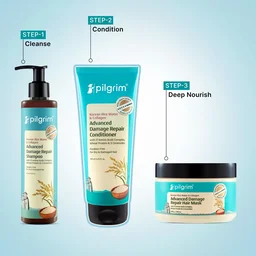 Pilgrim Korean Advanced Damage Repair Conditioner 200?ml with Rice Water & Collagen for Unisex use | 17 Amino Acids, Wheat Protein & Ceramides | Paraben-Free, Deep Nourishment & Shine