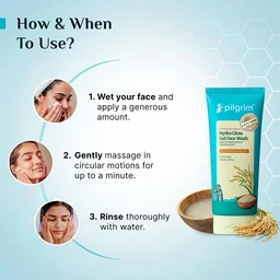Pilgrim Korean Rice Water Hydra Glow Facewash 100ml | Hydrating Glow Cleanser with Niacinamide & Hyaluronic Acid | Gentle Non-Drying Face Wash for Radiant Skin