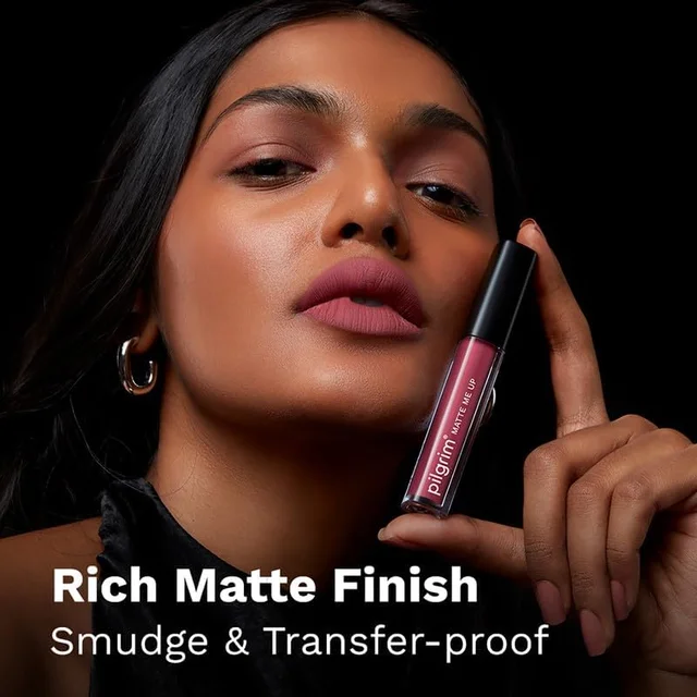 Pilgrim Liquid Matte Lipstick 07 Pink Kisses |Bold Pink Kisses Shade | Velvety Matte Finish | Long-Lasting | Smudge-Proof | Lightweight Formula for All-Day Comfort & High Pigmented Color