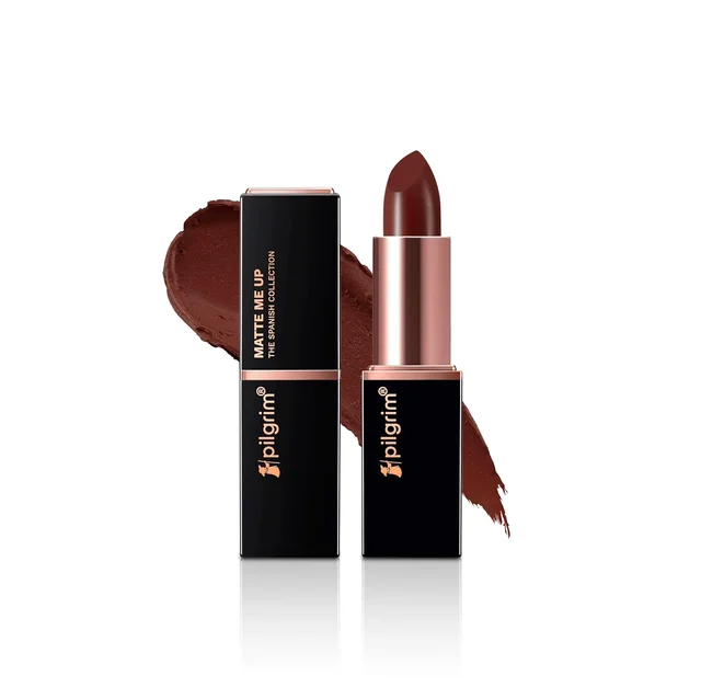Pilgrim Matte Bullet Lipstick (Cinnamon Lust 33)|Warm Cinnamon Shade |Velvety Matte Finish | Transferproof, Smudgeproof & Long-Lasting for All-Day Wear