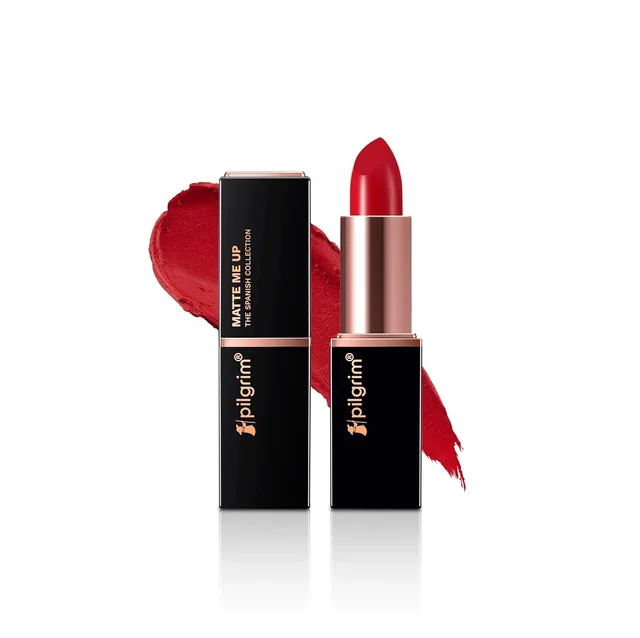 Pilgrim Matte Bullet Lipstick (Coral Untamed Red 22) | Vibrant Coral Red | Long-Lasting Matte Finish | Hydrating with Squalane | SPF 30 Protection | Smudge-Resistant & Vegan"