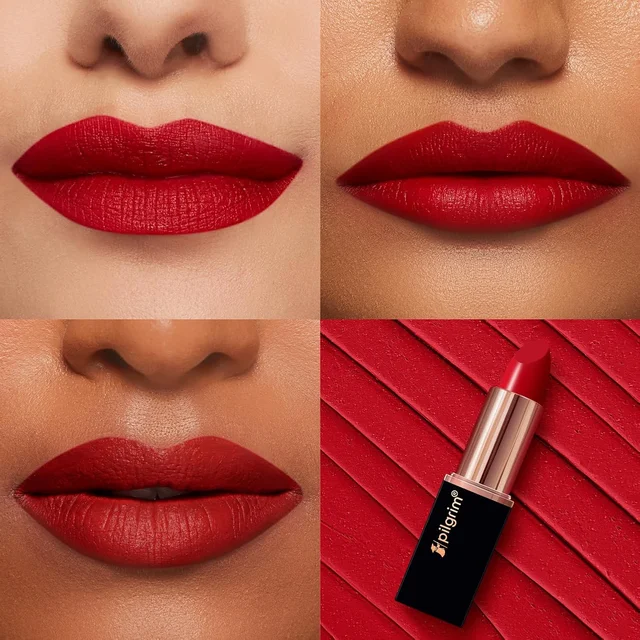 Pilgrim Matte Bullet Lipstick (Coral Untamed Red 22) | Vibrant Coral Red | Long-Lasting Matte Finish | Hydrating with Squalane | SPF 30 Protection | Smudge-Resistant & Vegan"