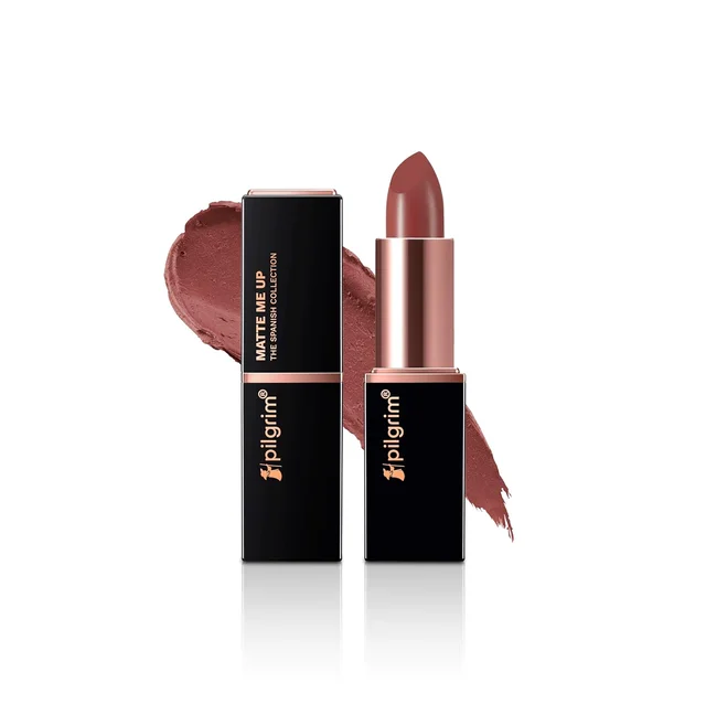 Pilgrim Matte Bullet Lipstick (Nude Kiss 31), Soft Nude Pink | Long-Lasting Matte Finish | Hydrating with Squalane | SPF 30 Protection | Smudge-Resistant & Vegan