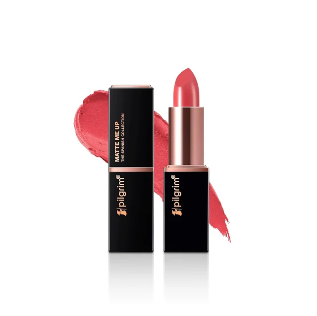 Pilgrim Matte Bullet Lipstick (Pink Hotness 12), Vibrant Hot Pink | Long-Lasting & Valvet Matte Finish | Hydrating with Squalane | SPF 30 Protection | Smudge-Resistant & Vegan
