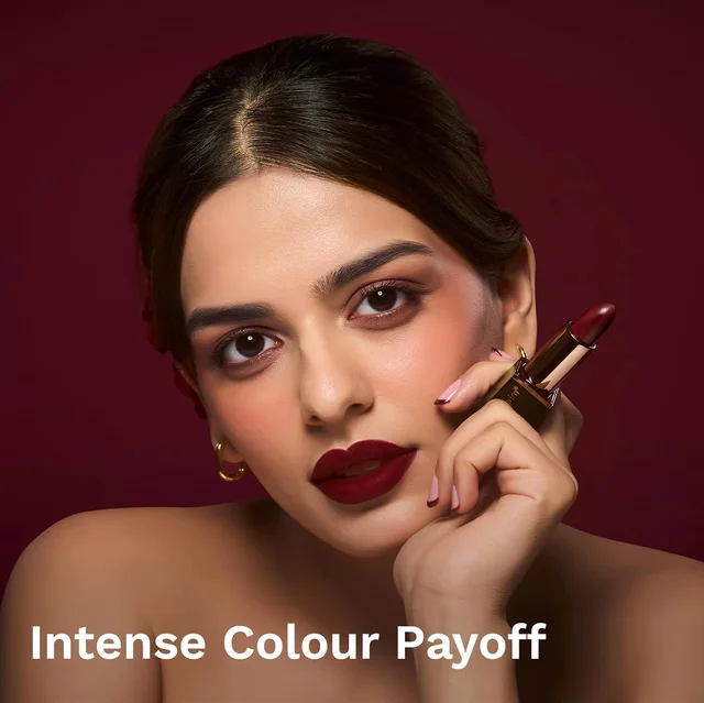 Pilgrim Matte Bullet Lipstick (Sultry Wine 26) | Deep Wine Red | Long-Lasting Matte Finish | Hydrating with Squalane | SPF 30 Protection | Smudge-Resistant & Vegan