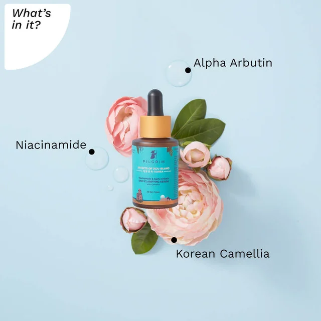 Pilgrim Niacinamide & Alpha Arbutin Skin Clarifying Serum, 30 ml | 5% Niacinamide + 1% Alpha Arbutin Acne Scar Treatment