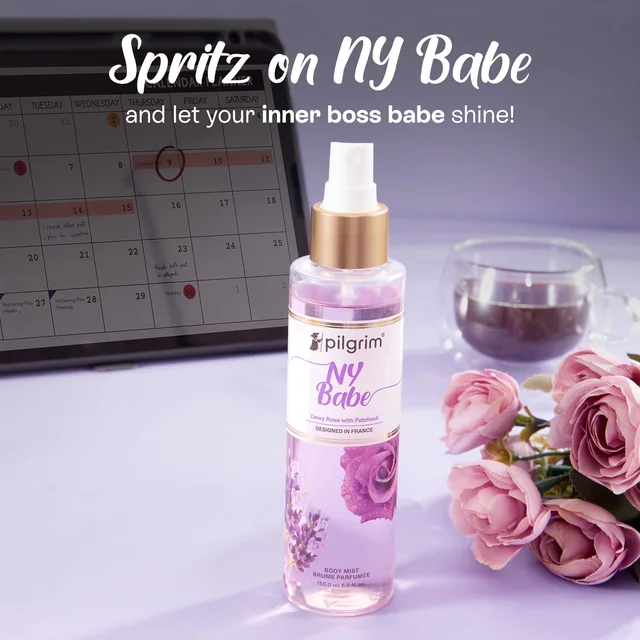 Pilgrim NY Babe Body Mist - 150 ml | With Dewy Rose & Bold Patchouli | Long-Lasting | Body Mist for Women | Romance perfume for women | Elegant fragrance | Designed in France