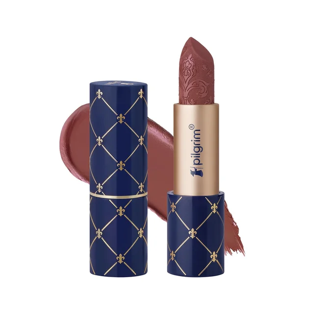 Pilgrim Oh So Creme Bullet Lipstick with Nude amour-04 Shade | Silky Matte Finish & Highly Pigmented | Long Lasting & Smooth Glide | Lightweight Formula with French Grape Seed Oil