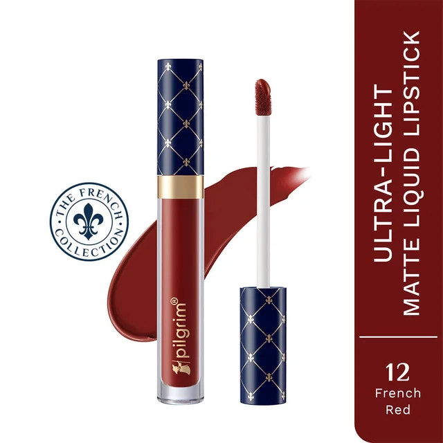 Pilgrim Oh So Creme Lipstick  12 French Red | Ultra Light Highly Pigmented & Matte Liquid Lipstick | Long-Lasting, Smudge-Proof, Transfer-Resistant | Comfortable Wear for All Day Perfection