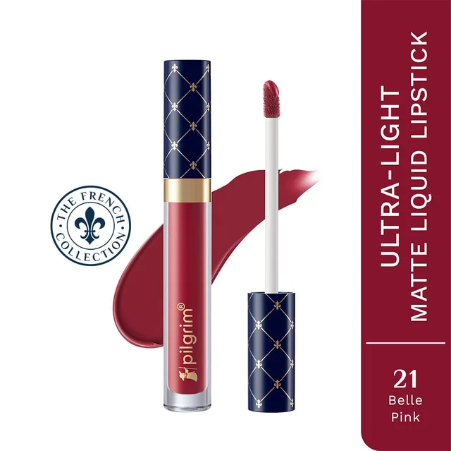 Pilgrim Oh So Creme Lipstick 21 Belle Pink | Ultra Light Highly Pigmented & Matte Liquid Lipstick | Long-Lasting, Smudge-Proof, Transfer-Resistant | Comfortable Wear for All Day Perfection