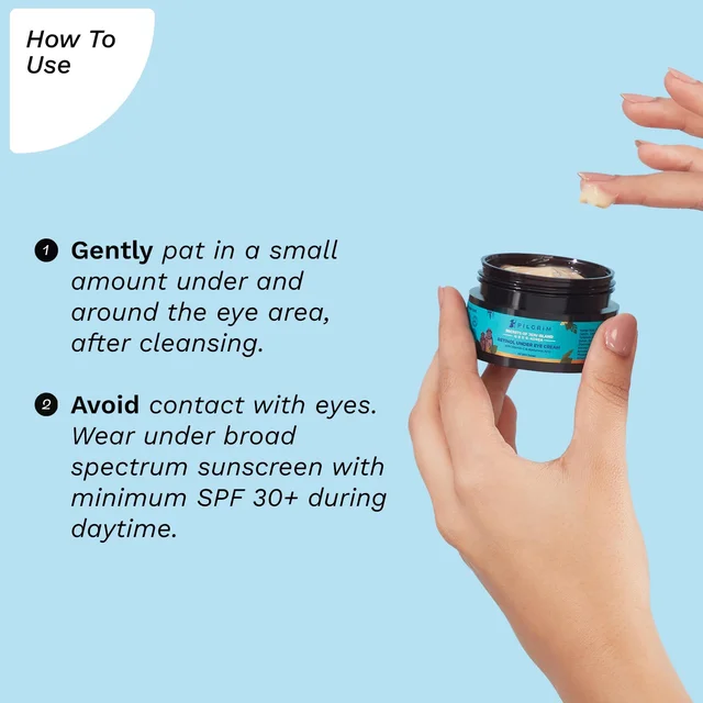 Pilgrim Retinol Under Eye Cream -30g | with Vitamin C & Hyaluronic Acid | for dark circles, Puffiness & Fine Lines | Brightening | Anti-wrinkle Cream | Paraben-free | Lightweight & Non-Greasy | For All Skin Types