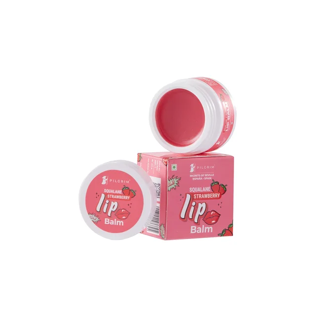 Pilgrim Squalane Strawberry Lip Balm - 8g | With Shea Butter & Pomegranate Extract | Moisturize & Protect Lips | Soft, Smooth & Nourished Lips | hydrating Dry & Chapped Lips | Lip Balm with Natural Ingredients