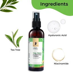 Pilgrim Tea Tree Purifying Toner - 100ml | With Niacinamide & Hyaluronic Acid | Pore-Minimizing Toner | Smooth Skin | Helping to Reduce Acne, Pores | Pore Cleansing & Glowing Skin | Toner for Oily Skin, Acne & Blemish Prone Skin