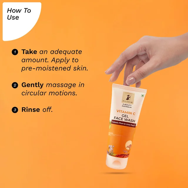 Pilgrim Vitamin C Gel Face Wash, 100ml | Brightens Skin, Reduces Dullness, and Cleanses Gently for a Refreshed Look.