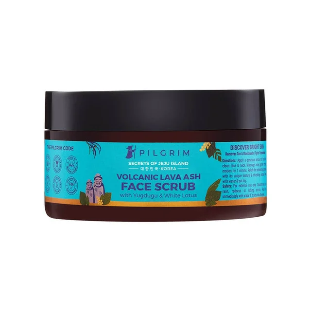 Pilgrim Volcanic Lava Ash Face Scrub with Yugdugu & White Lotus, 100gm | Exfoliates, Detoxifies, and Revitalizes Skin for a Smooth, Radiant Glow.