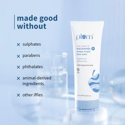 Plum 2% Niacinamide Simply Bright Face Wash 100ml | With Rice Water | Brightens & Smoothens Skin | Helps Fade Blemishes | Gentle, Non-Drying Cleanser | Vegan | Women & Men