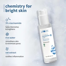 Plum 3% Niacinamide & Rice Water Face Toner 150ml | Alcohol-Free | Pore Tightening, Brightens & Smoothens Skin | Fades Blemishes | For Oily, Acne-Prone & Combination Skin | Women & Men | Vegan