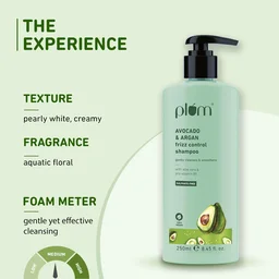 Plum Avocado & Argan Frizz Control Shampoo 250ml | For Curly, Wavy & Frizzy Hair | Sulphate & Paraben-Free | With Aloe Vera Extract | Reduces Frizz & Hydrates